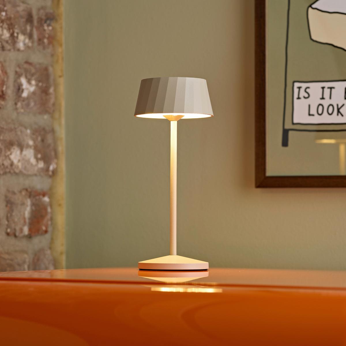 LAMPA STOŁOWA Z AKUMULATOREM 4522201 FACETTA - beżowy, Basics, metal (9,2/9,2/22,2cm) - Sigor