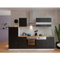 Küchenleerblock LBKB280WSG Schwarz/Weiß ca. 280 cm - Edelstahlfarben/Eichefarben, Basics, Holzwerkstoff/Metall (280/200/60cm) - Respekta