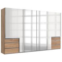 Schwebetürenschrank Level 36D ca. 350 cm Weiß/Eiche Dekor - Chromfarben/Weiß Hochglanz, MODERN, Holzwerkstoff/Metall (350/216/65cm) - MID.YOU