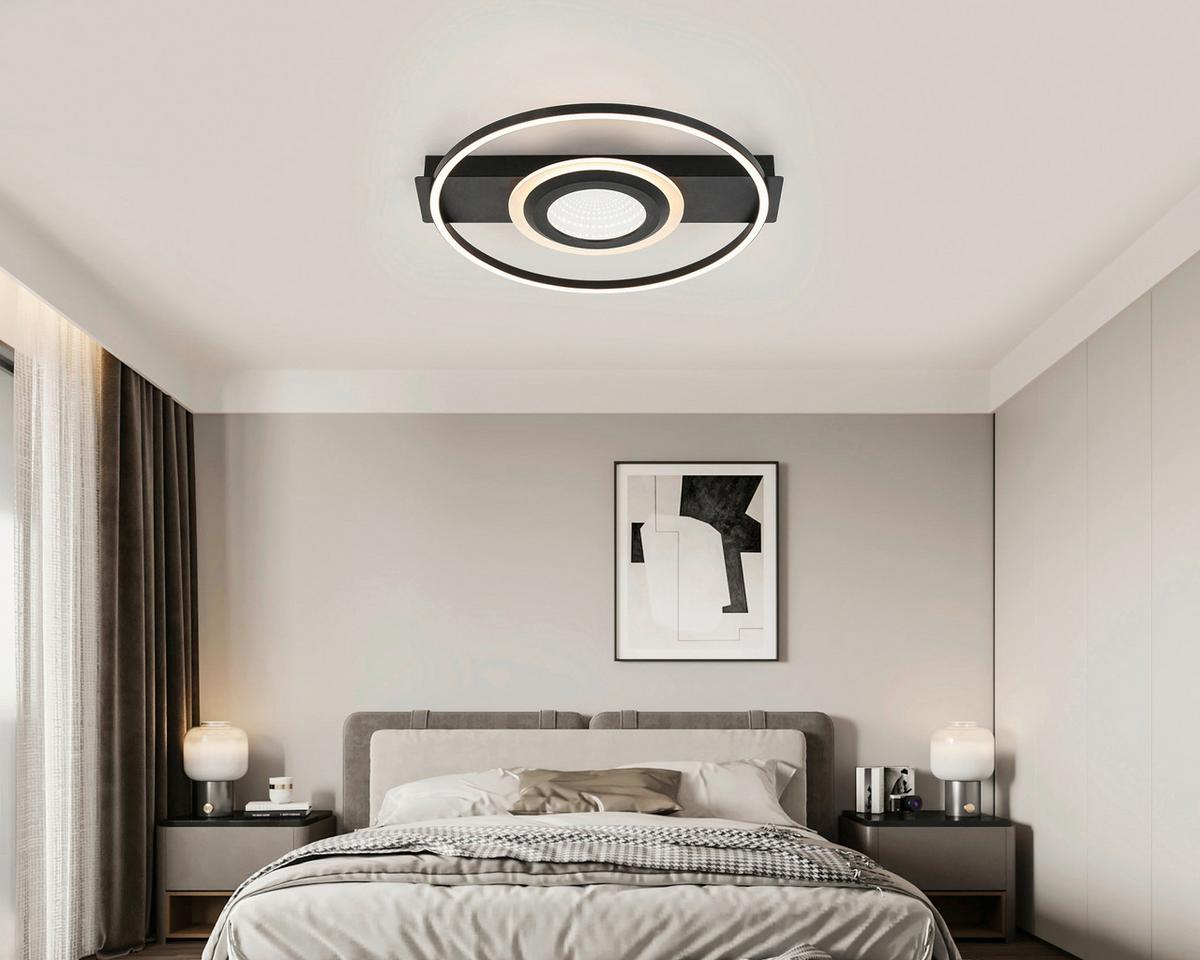 LAMPA SUFITOWA LED JESSY - czarny, Trend, tworzywo sztuczne/metal (42/40/6cm) - Novel