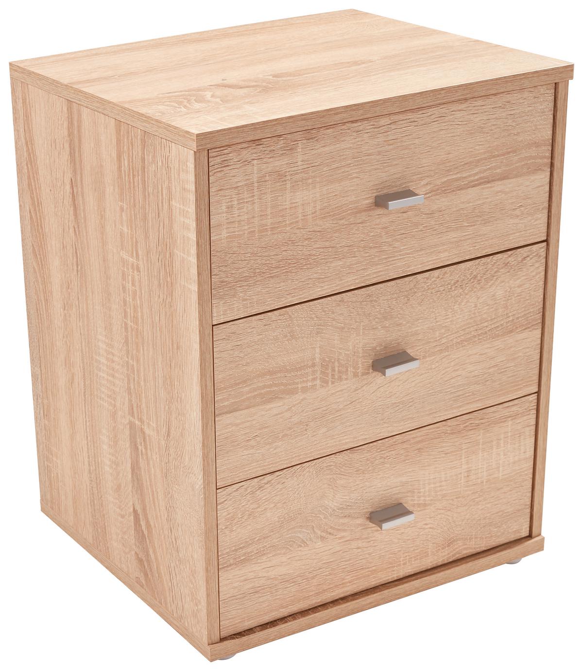 Nočna Omarica 4-You New - barve kroma/barve hrasta, Konvencionalno, umetna masa/leseni material (50/54,8/34,6cm) - Mömax