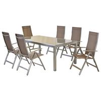 Vrtni Set Carrara, 7-Delni - srebrne barve/rjavosiva, Moderno, kovina/tekstil - Gardenson