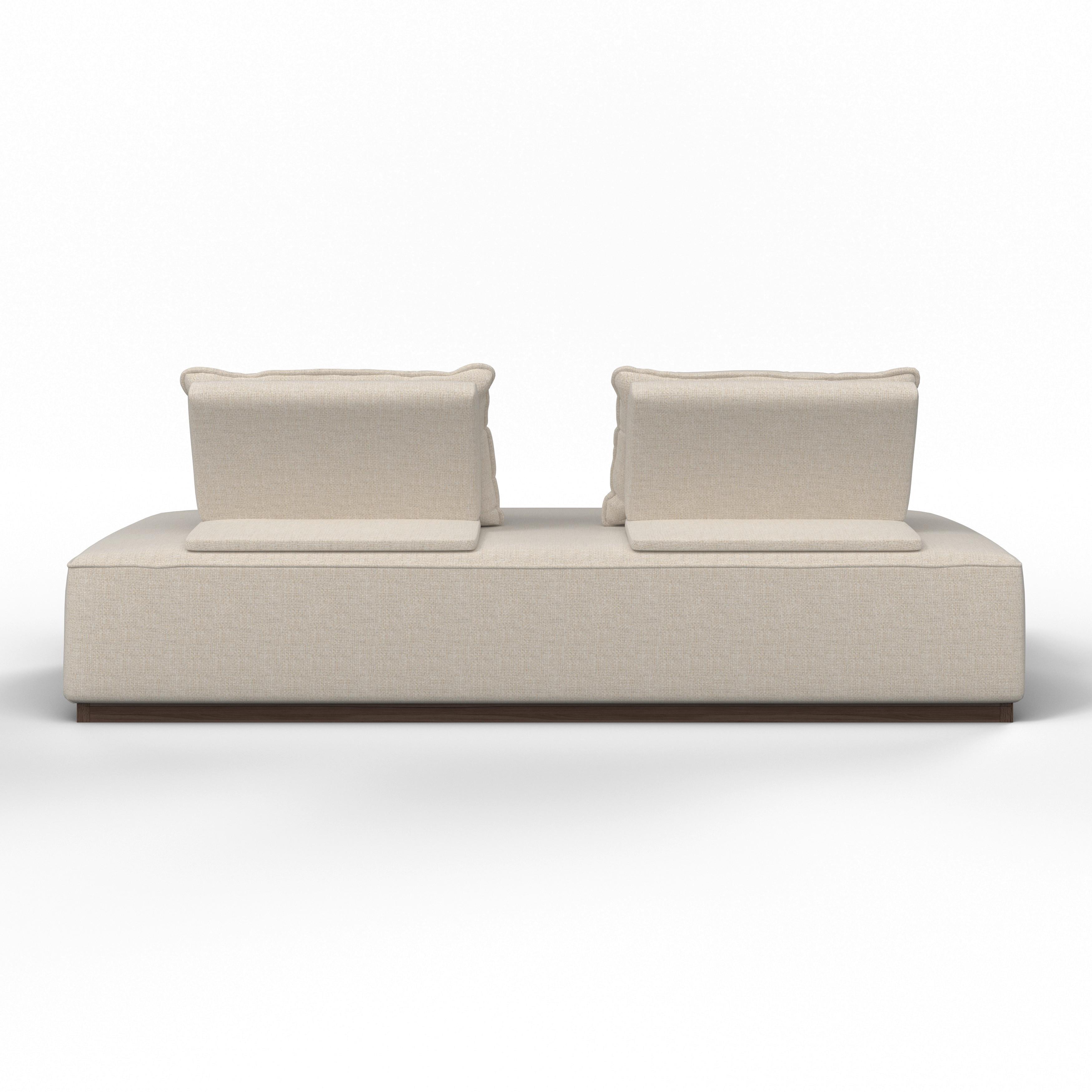 2-SITS SOFFA CHRISTINA - beige/valnötsfärgad, Modern, trämaterial/trä (215,5/87/106cm) - Bessagi Home