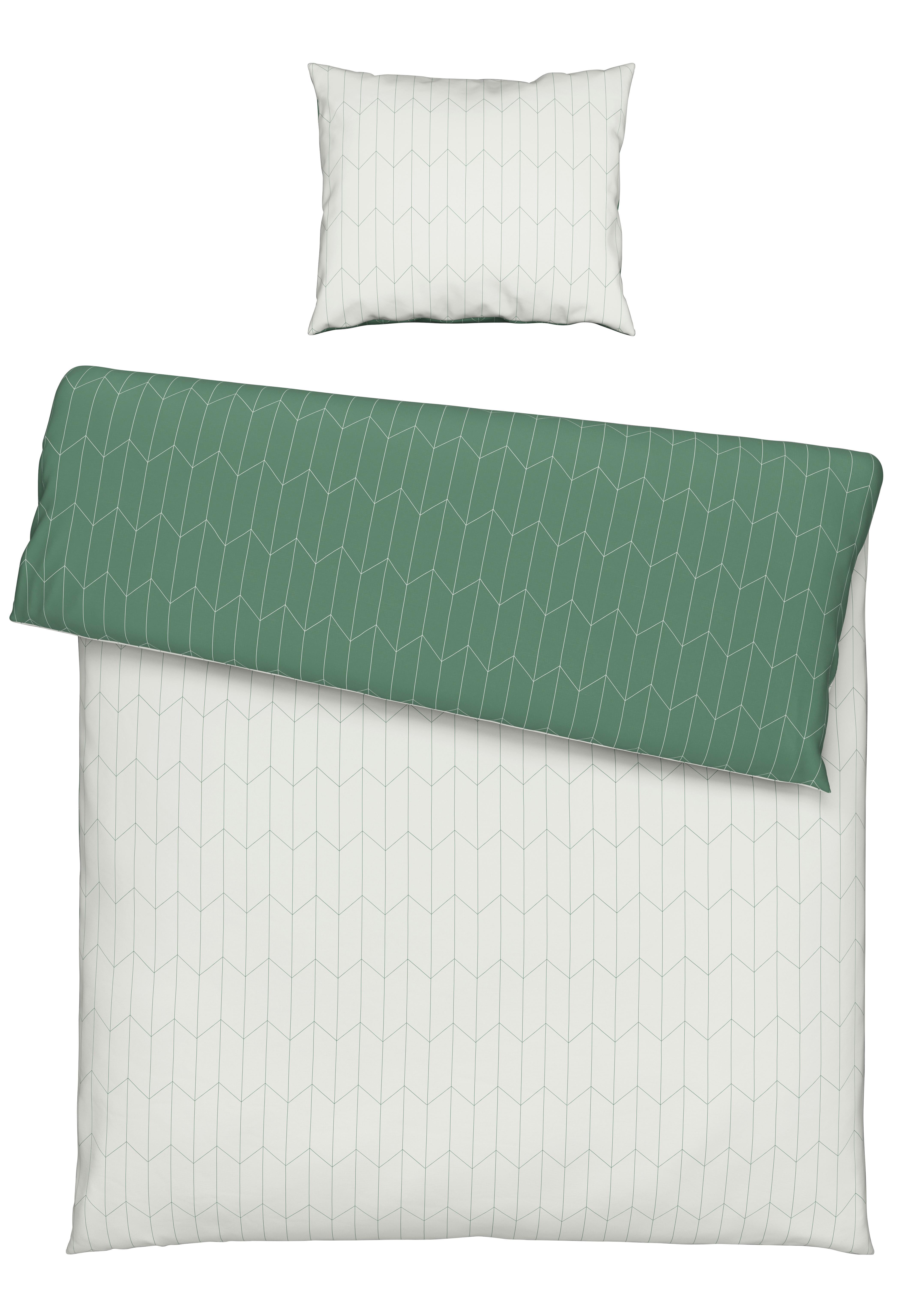 Bettwäsche Tegola In Grün/natur Ca. 160x210cm - Naturfarben/Grün, Modern, Textil (160/210cm) - Modern Living