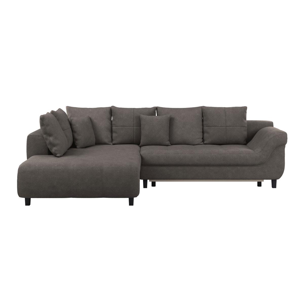 Kutna Garnitura Mendoza - sivo-smeđa/crna, Design, tekstil/drvo (197/309cm) - Modern Living