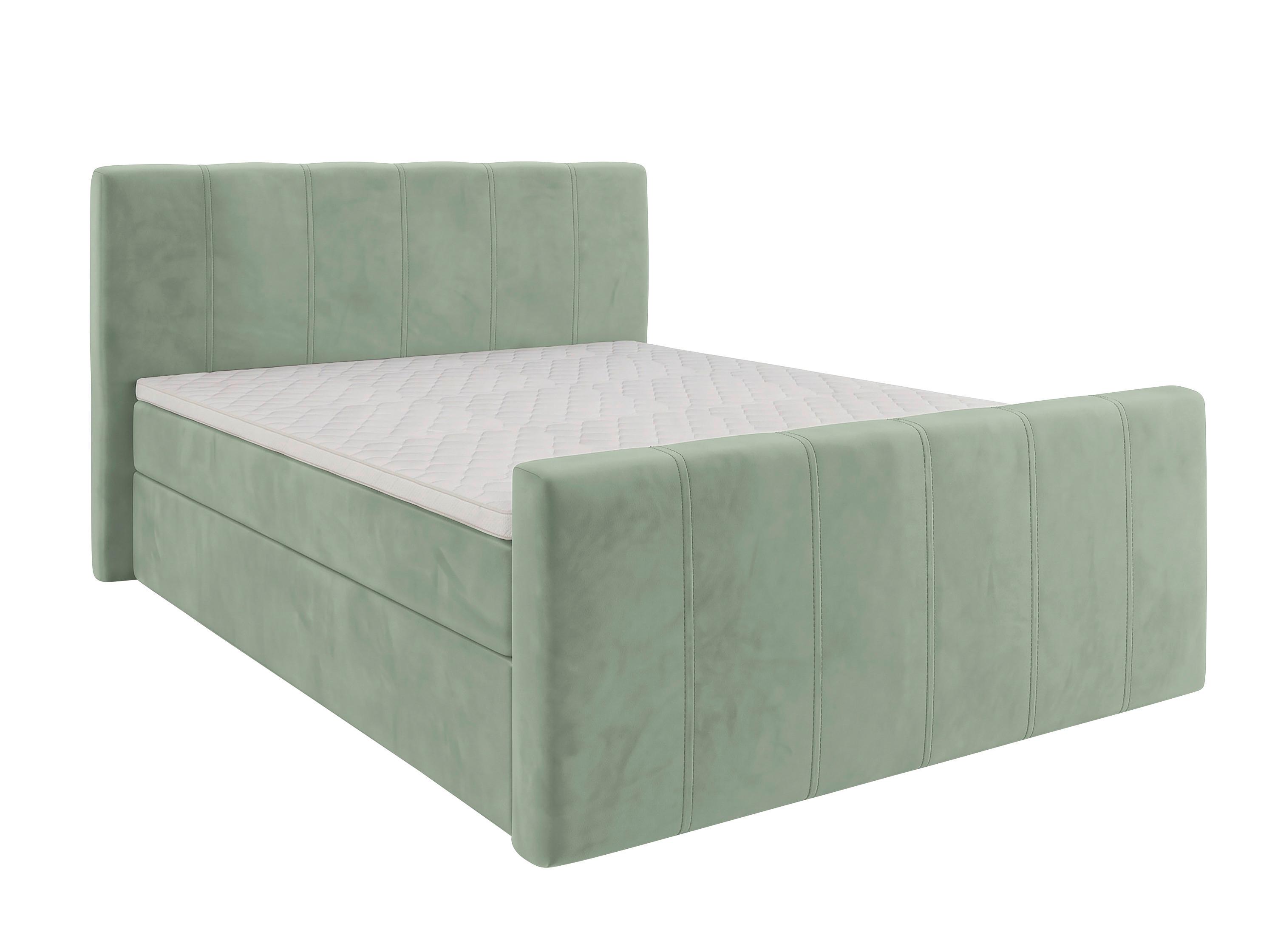 Boxbett Dana Plus Salbeigrün ca. 140x200cm - Salbeigrün/Schwarz, Kunststoff/Textil (140/200cm) - Based