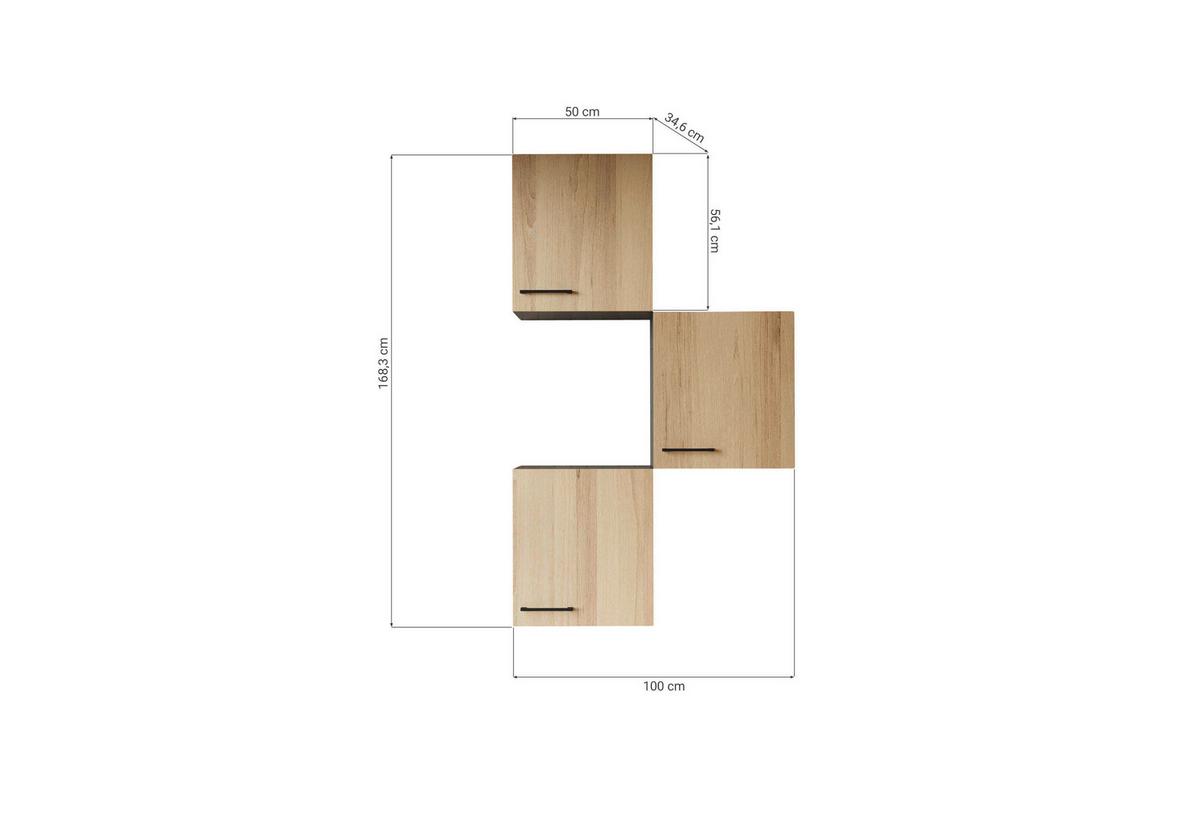 Küchenoberschrank Oliver Eiche/Grau - Schwarz/Eiche Artisan, Trend, Holzwerkstoff/Metall (50/56,1/34,6cm) - Respekta