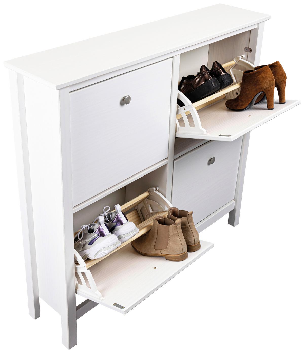 Schuhschrank Chilly Home ca.107x101x25cm Weiß - Silberfarben/Weiß, Design, Holz/Metall (107/101/25cm) - Livetastic