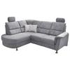 Wohnlandschaft Parole Grau Mikrofaser - Chromfarben/Grau, KONVENTIONELL, Textil/Metall (184/231cm) - Livetastic