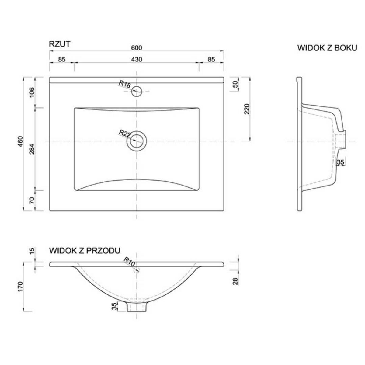 SZAFKA Z UMYWALKĄ NENA BIAŁY 60 CM - biały/kolor aluminiowy, Basics, materiał drewnopochodny/metal (60cm) - MID.YOU