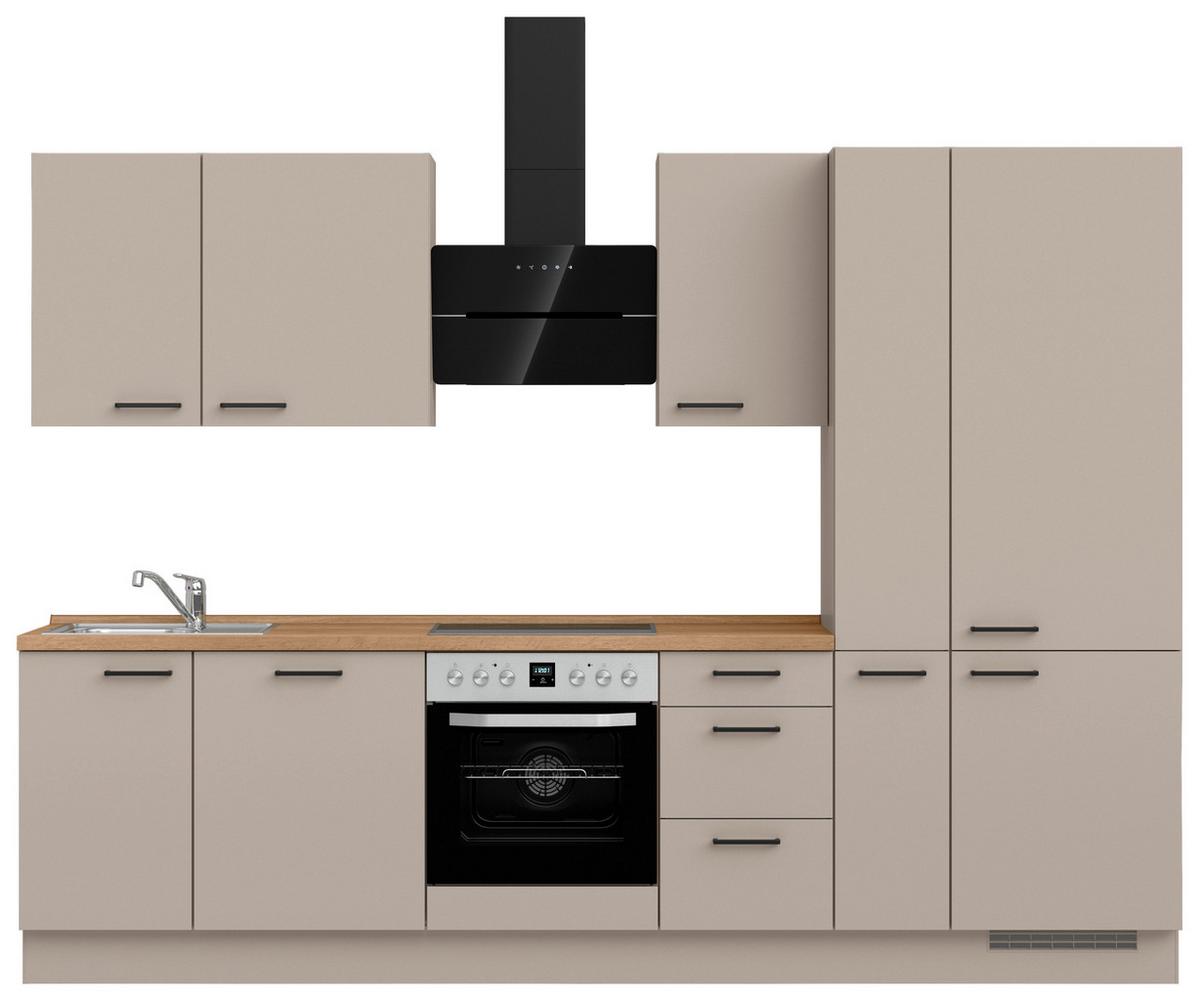 Küchenleerblock Easytouch High o. Geräte Sandfarben - Sandfarben/Eichefarben, MODERN, Holzwerkstoff/Metall (300cm) - Nobilia