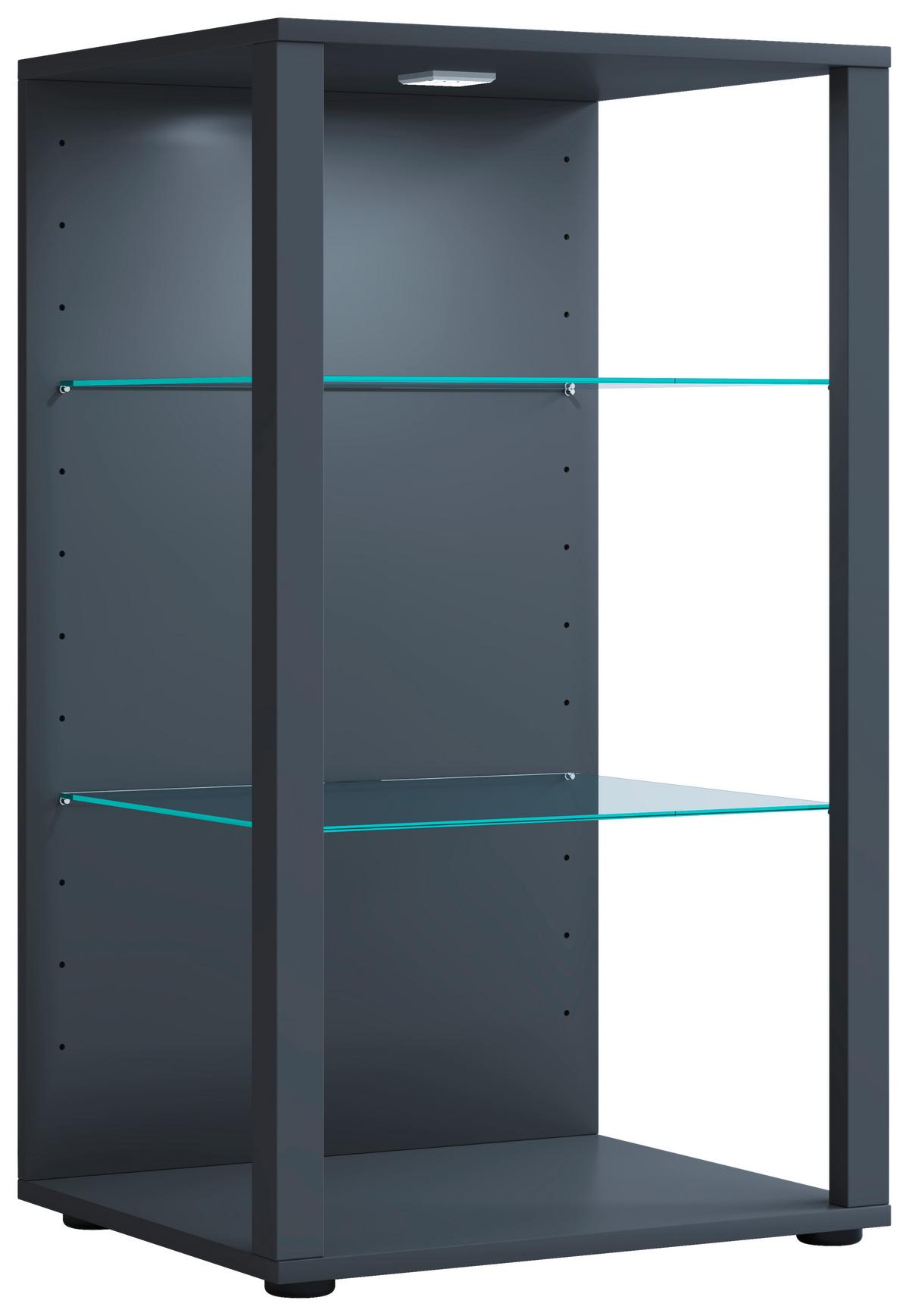 Vitrina Glasol Xxl, Siva - črna/antracit, Moderno, umetna masa/steklo (52/90/44cm) - MID.YOU