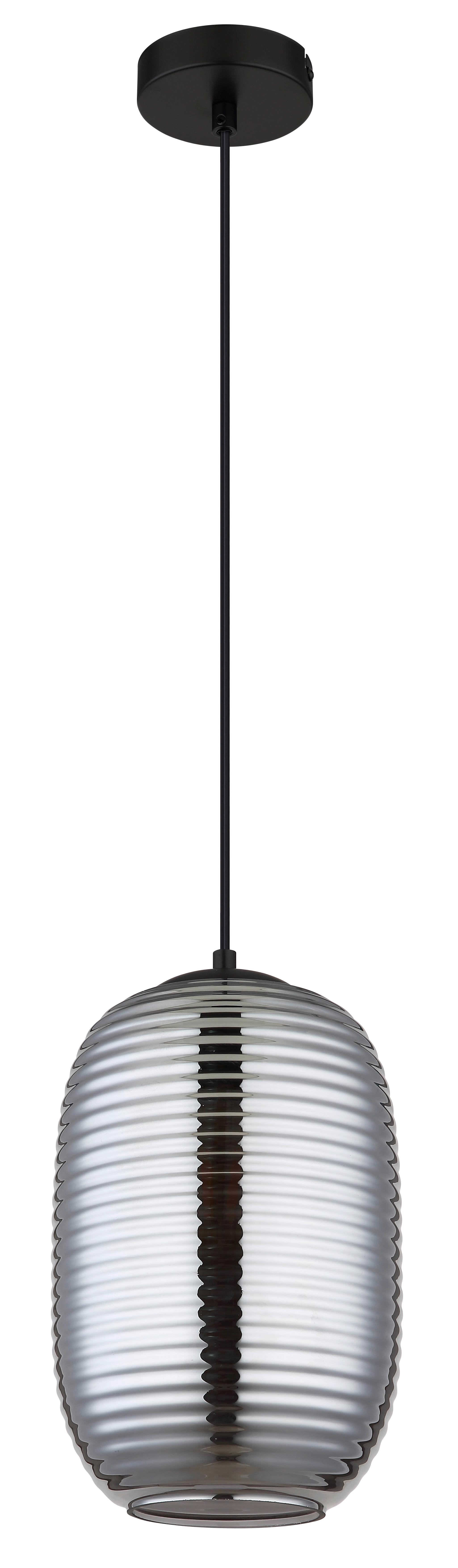 HÄNGELEUCHTE 15794H JEFREY - Schwarz/Grau, Basics, Glas/Kunststoff (20/120cm) - Globo