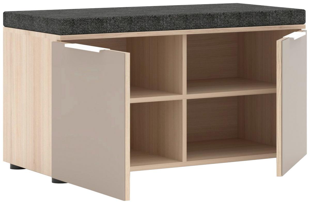 Garderobenbank Siena Eichefarben/Kaschmir - Kaschmir/Chromfarben, MODERN, Glas/Holzwerkstoff (90/51/41cm) - Mömax