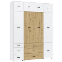 Kleiderschrank Kivo Eiche Artisan/Weiß - Schwarz/Weiß, Basics, Holzwerkstoff/Kunststoff (180/239,40/52,1cm) - Based