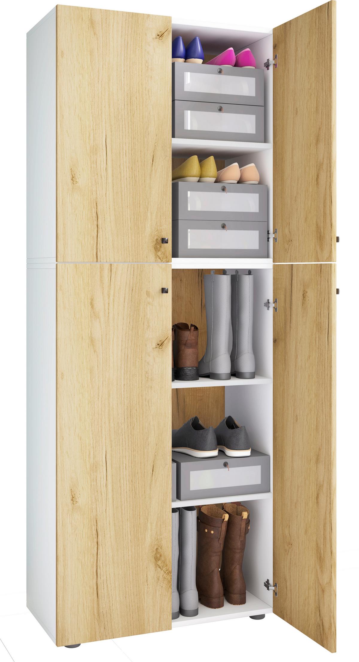 KLEIDERSCHRANK LONA XXL 5 DT - Honigeiche/Weiss, Design, Holzwerkstoff/Kunststoff (70/182/39cm) - MID.YOU