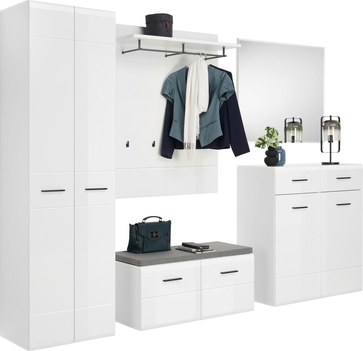 Garderobni Panel Avanti, Bela - bela/visoki sijaj, Basics, leseni material (100/122/30cm) - Hom`in