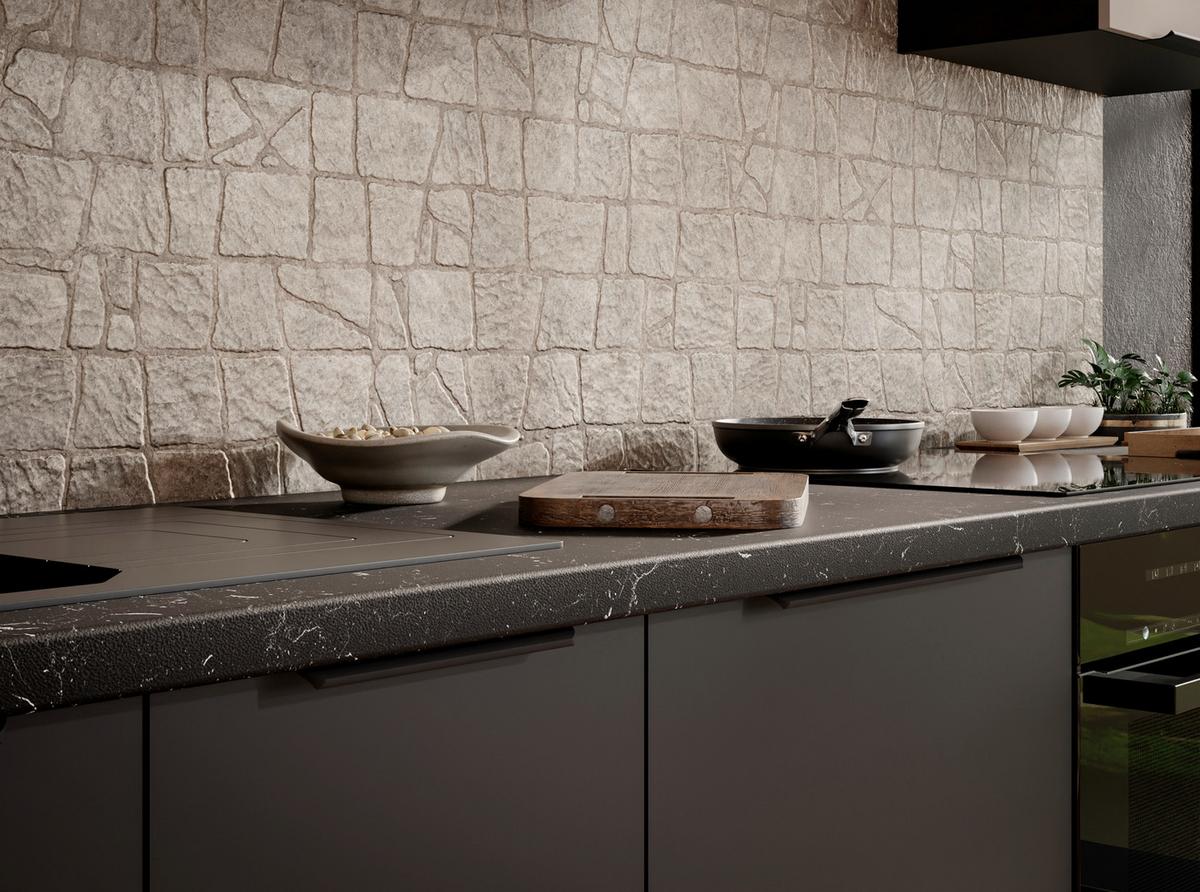 Blok Kuhinja Siena/arona - kašmir/crna, Moderno, staklo/drvni materijal (260/210/60cm) - Modern Living