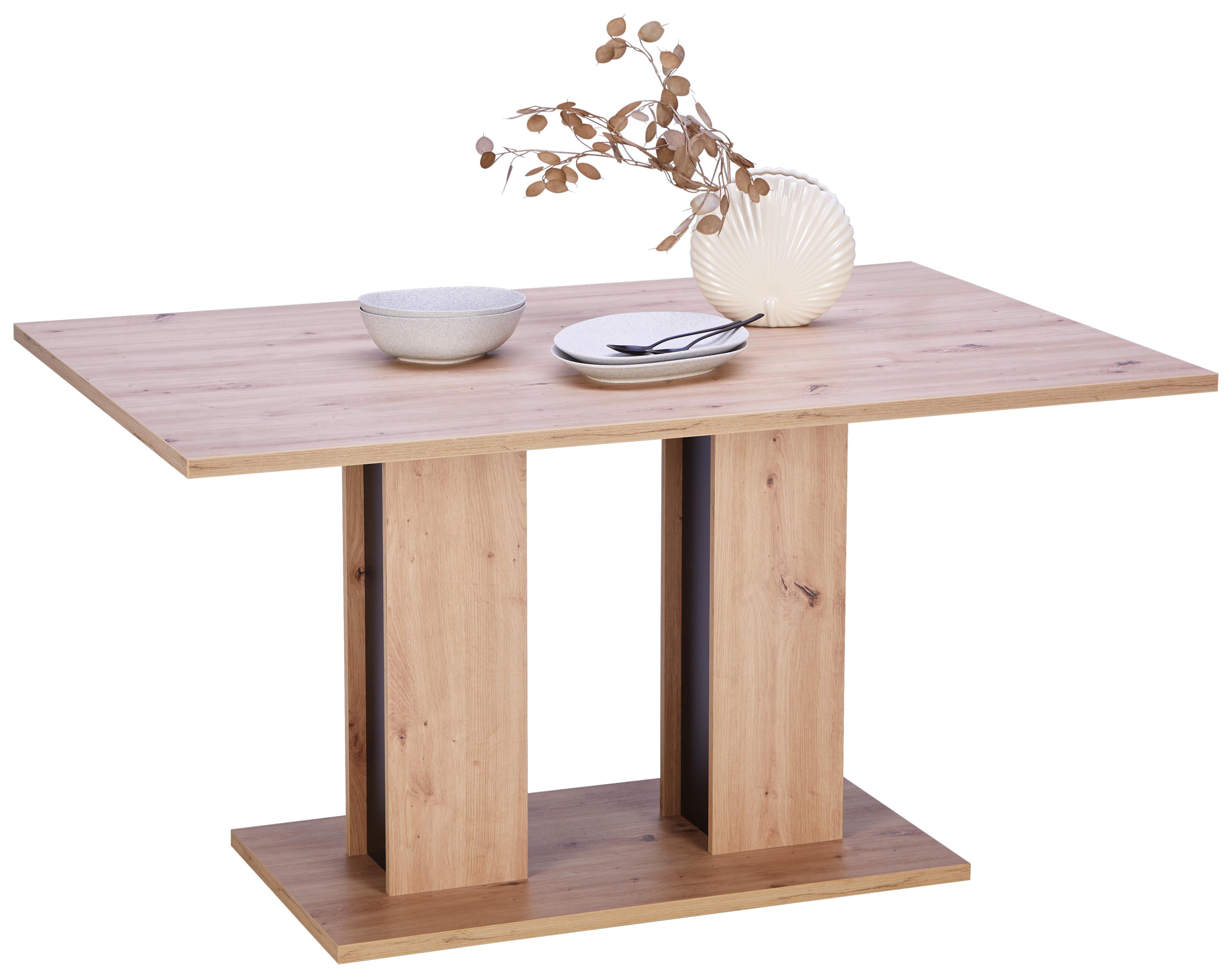 Masă ARON 138 - stejar Artisan/negru, Konventionell, material pe bază de lemn (138/74/90cm)