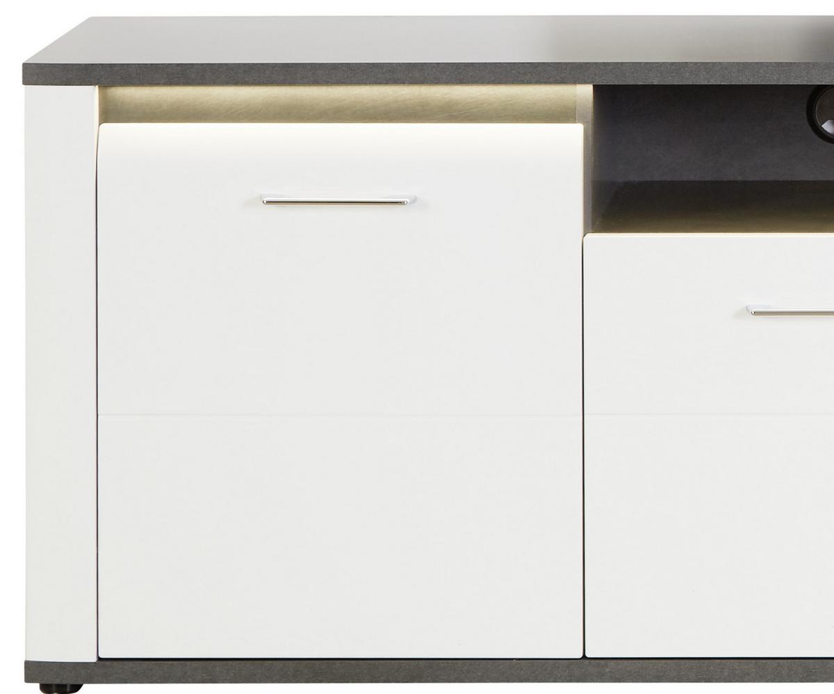 Comodă TV Alassio - alb/culoare lemn stejar, Modern, material pe bază de lemn (203,6/62/40,5cm) - Modern Living