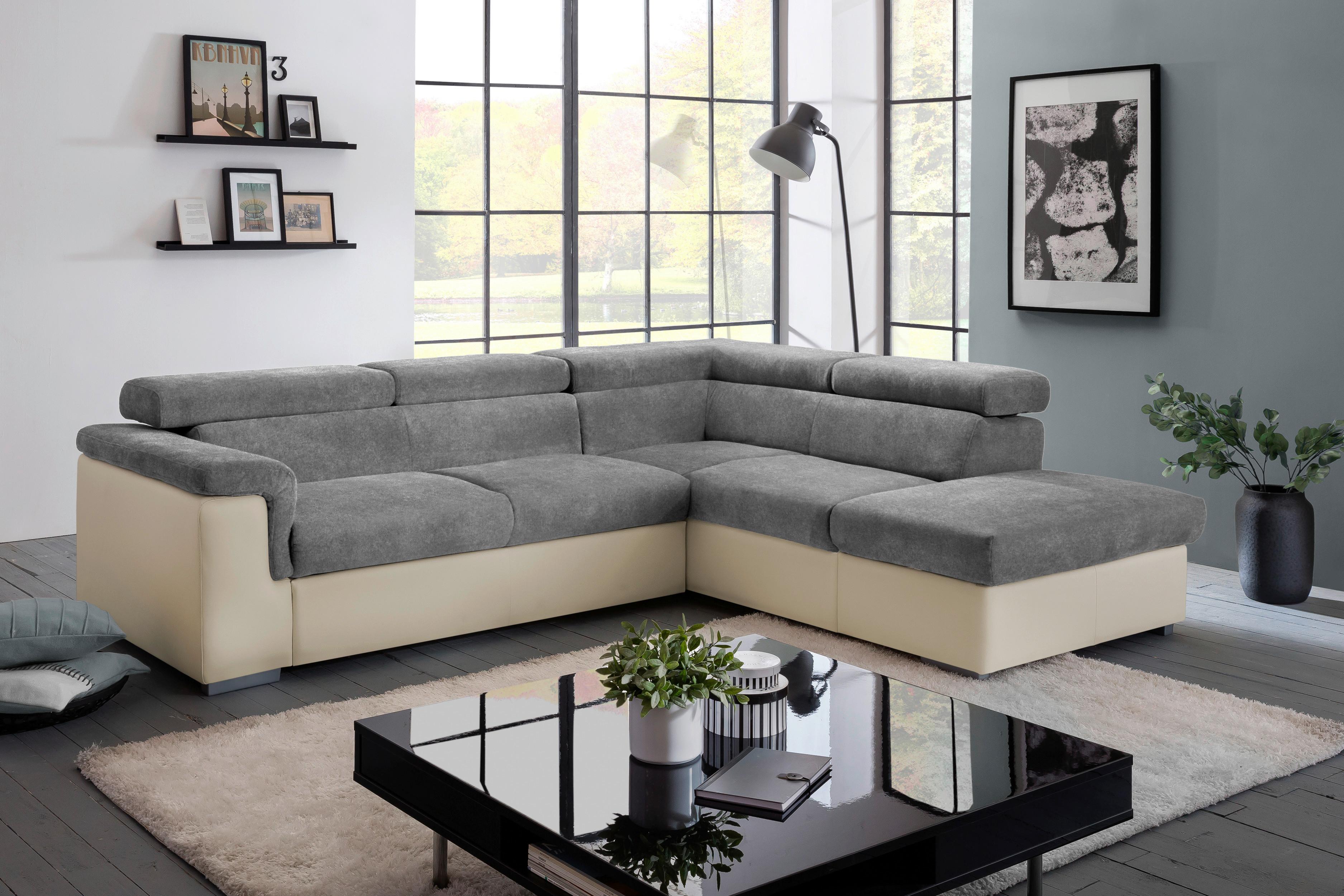 Wohnlandschaft Milla Anthrazit/Braun ca. 252x217 cm - Anthrazit/Braun, Basics, Holz/Textil (252/217cm) - MID.YOU