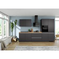 Küchenblock IBC ohne Geräte ca. 340 cm Dunkelgrau - Edelstahlfarben/Eichefarben, Design, Holzwerkstoff/Metall (340cm) - Impuls