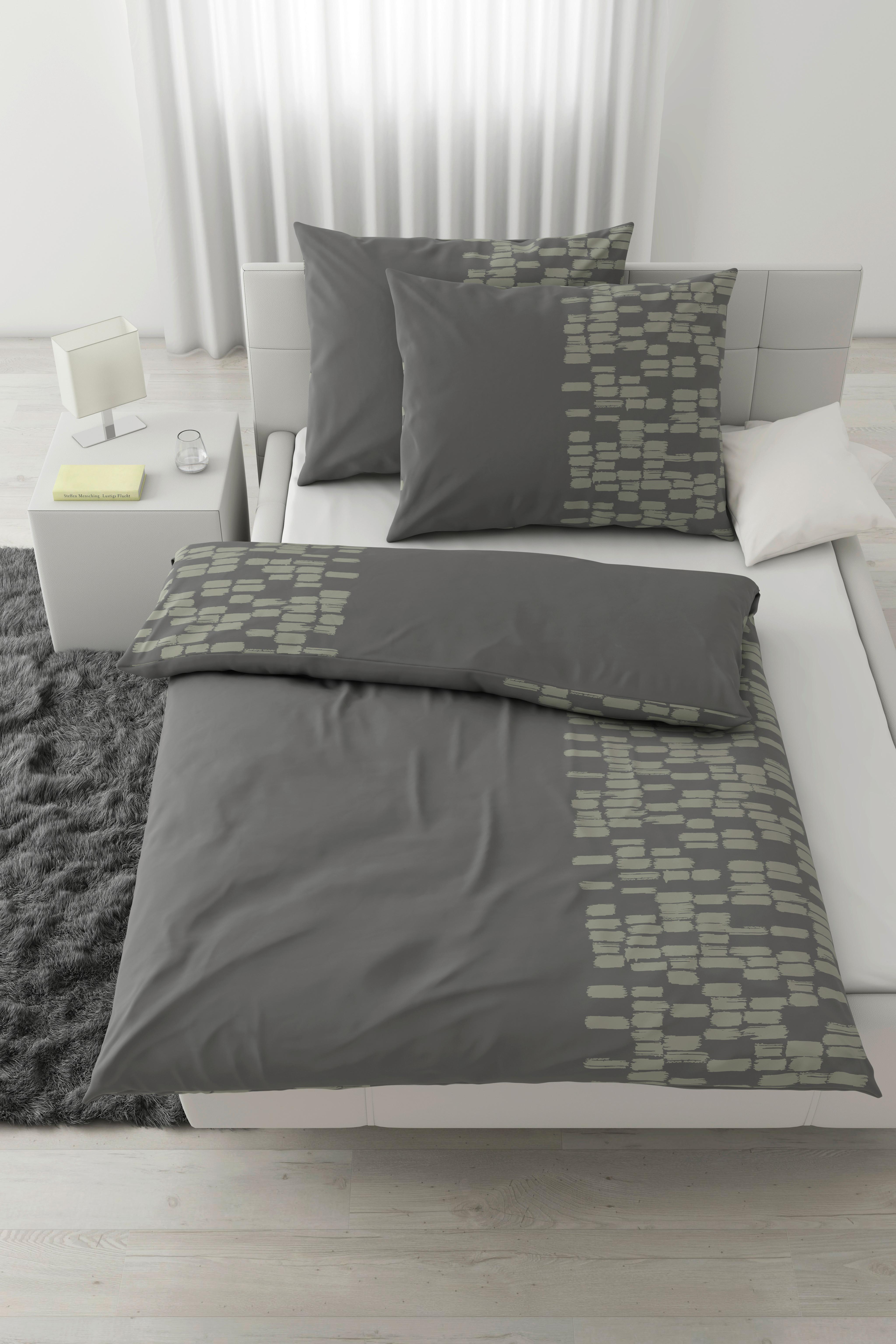 Posteljina Brush Strokes 200x200/2x60x80cm - antracit, tekstil (200/200cm) - Modern Living