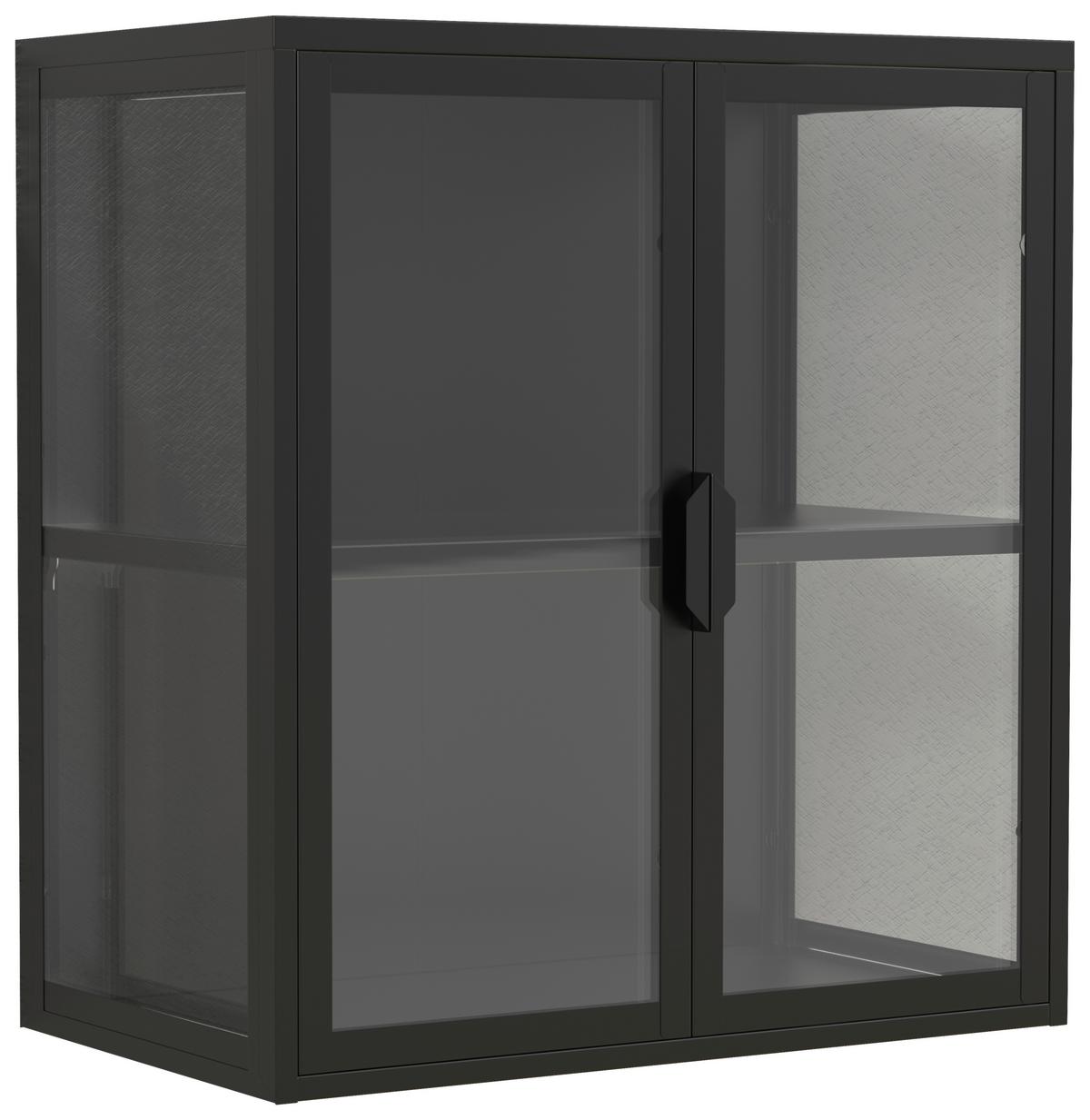 HÄNGEVITRINE FLOKAS S - Transparent/Schwarz, Design, Glas/Metall (60/65/35cm) - MID.YOU