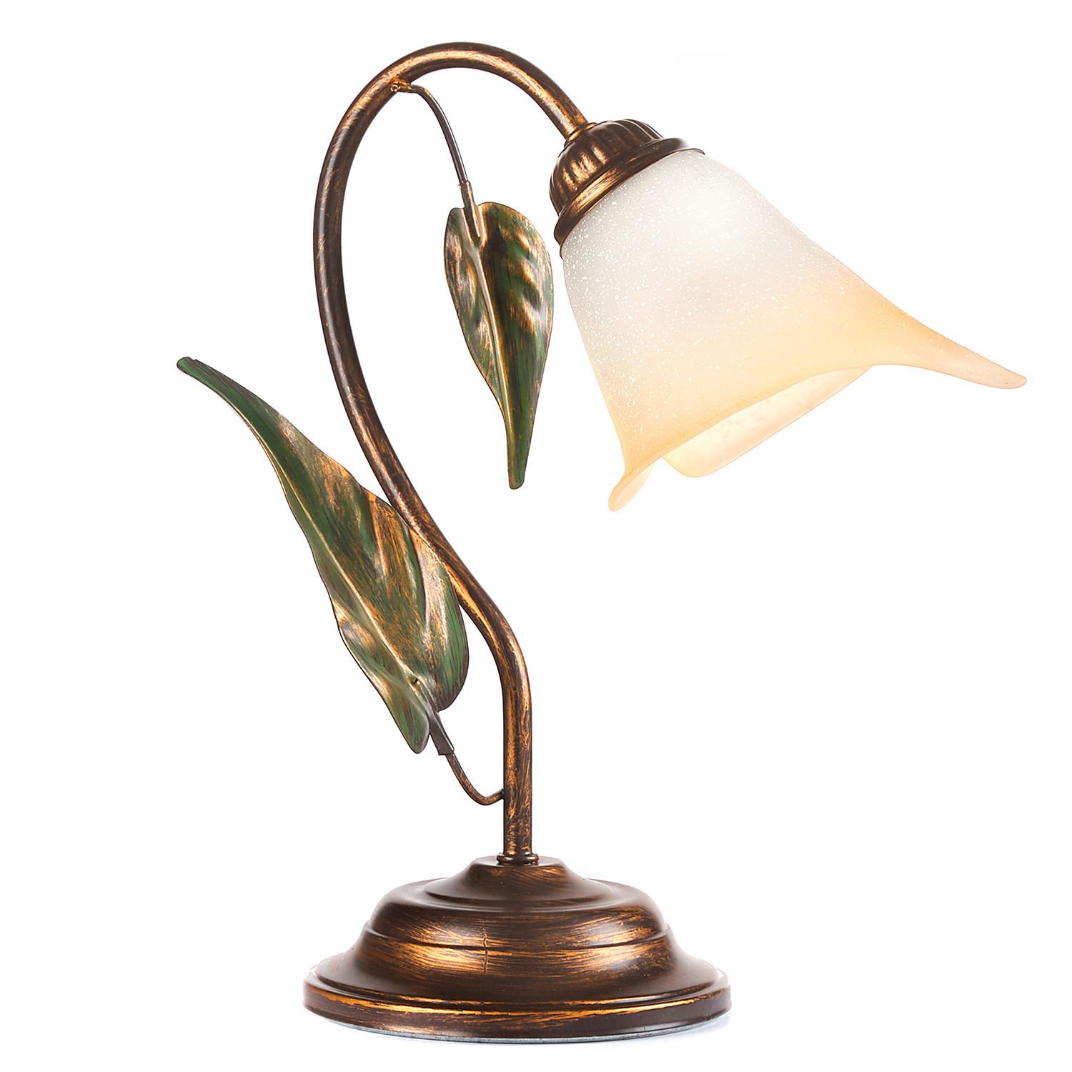 Tischleuchte Miranda Bronze/Olivgrün max. 6 Watt - Bronzefarben/Olivgrün, Natur, Glas/Metall (29/30/20cm)