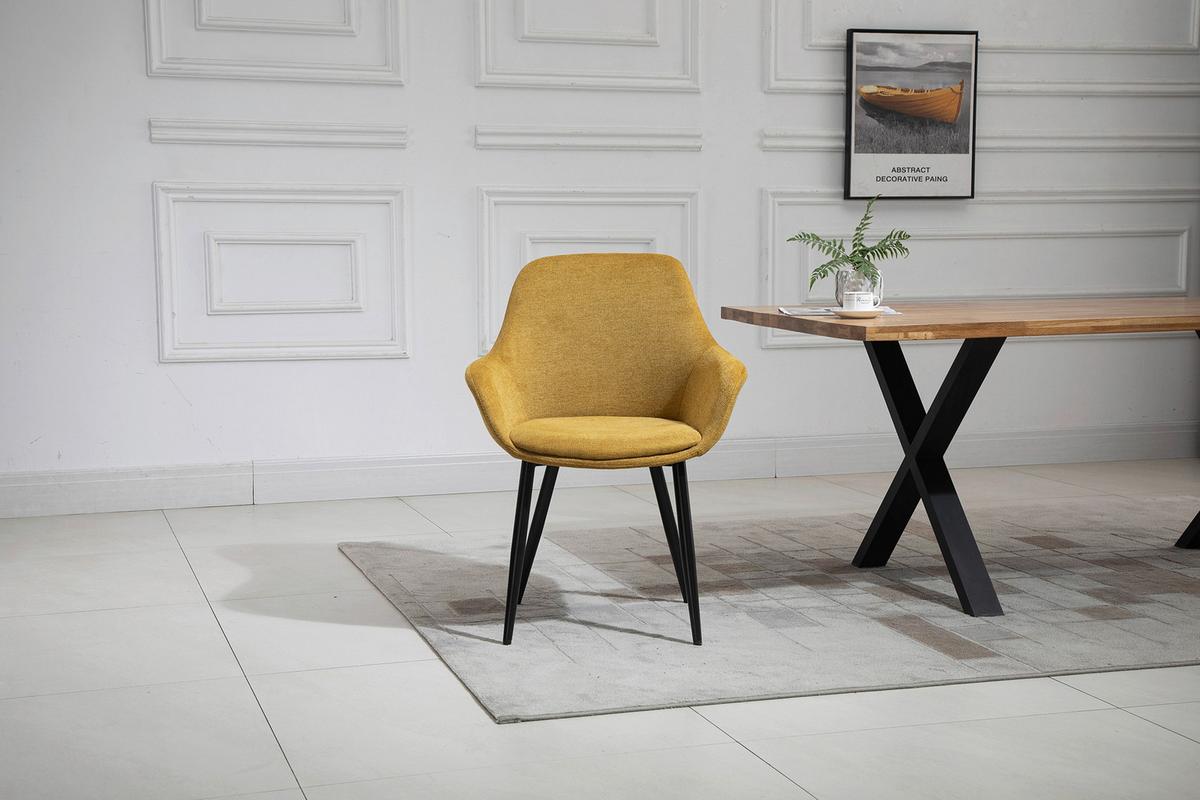 Set Naslanjačev Lena, Rumena, 2-Delni - rumena/črna, Moderno, kovina/tekstil (64/86/59cm) - Livetastic