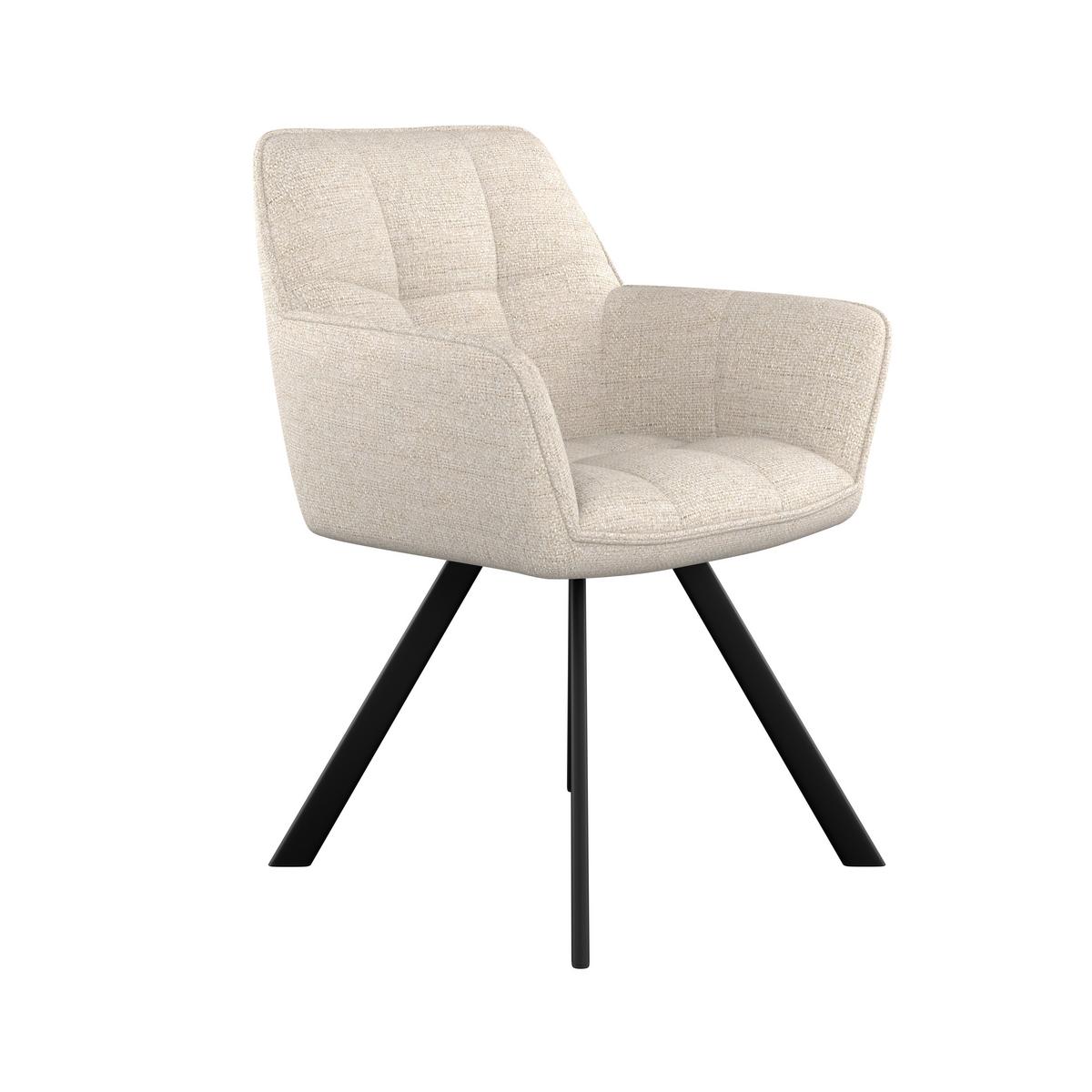 Naslanjač Romy, Krem - črna/krem barve, Moderno, kovina/tekstil (63/84,5/62cm)