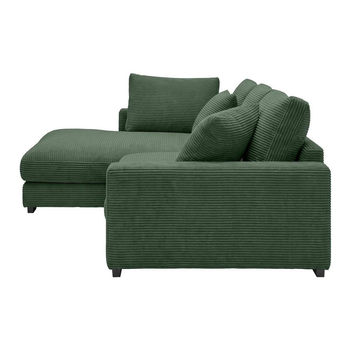 Ecksofa Pedro Dunkelgrün - Dunkelgrün/Schwarz, MODERN, Kunststoff/Textil (190/300cm) - Mömax