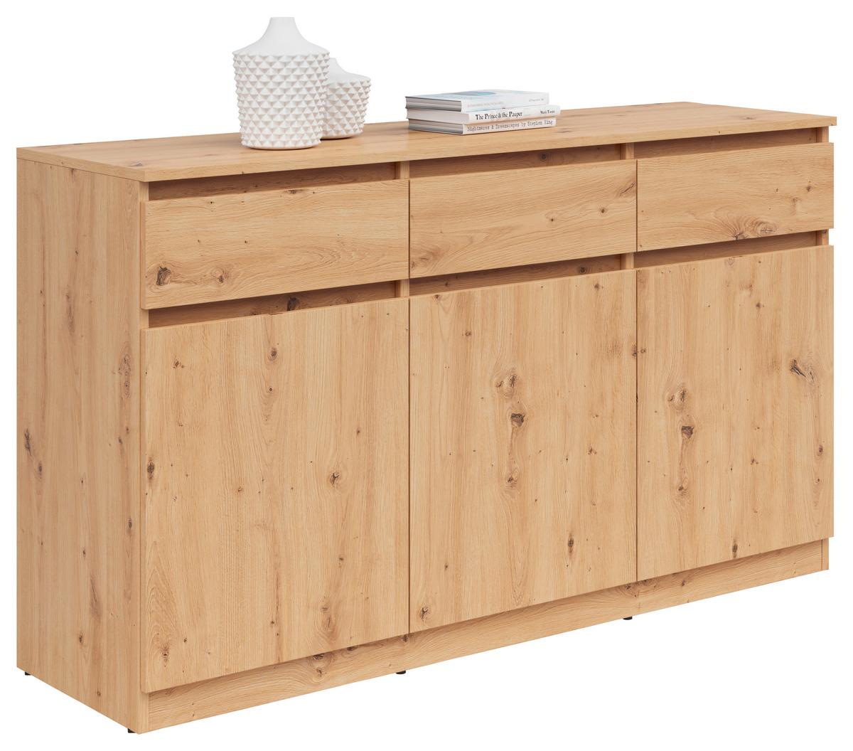 Comodă SATURN - stejar Artisan, Konventionell, material pe bază de lemn (135/81/42cm)