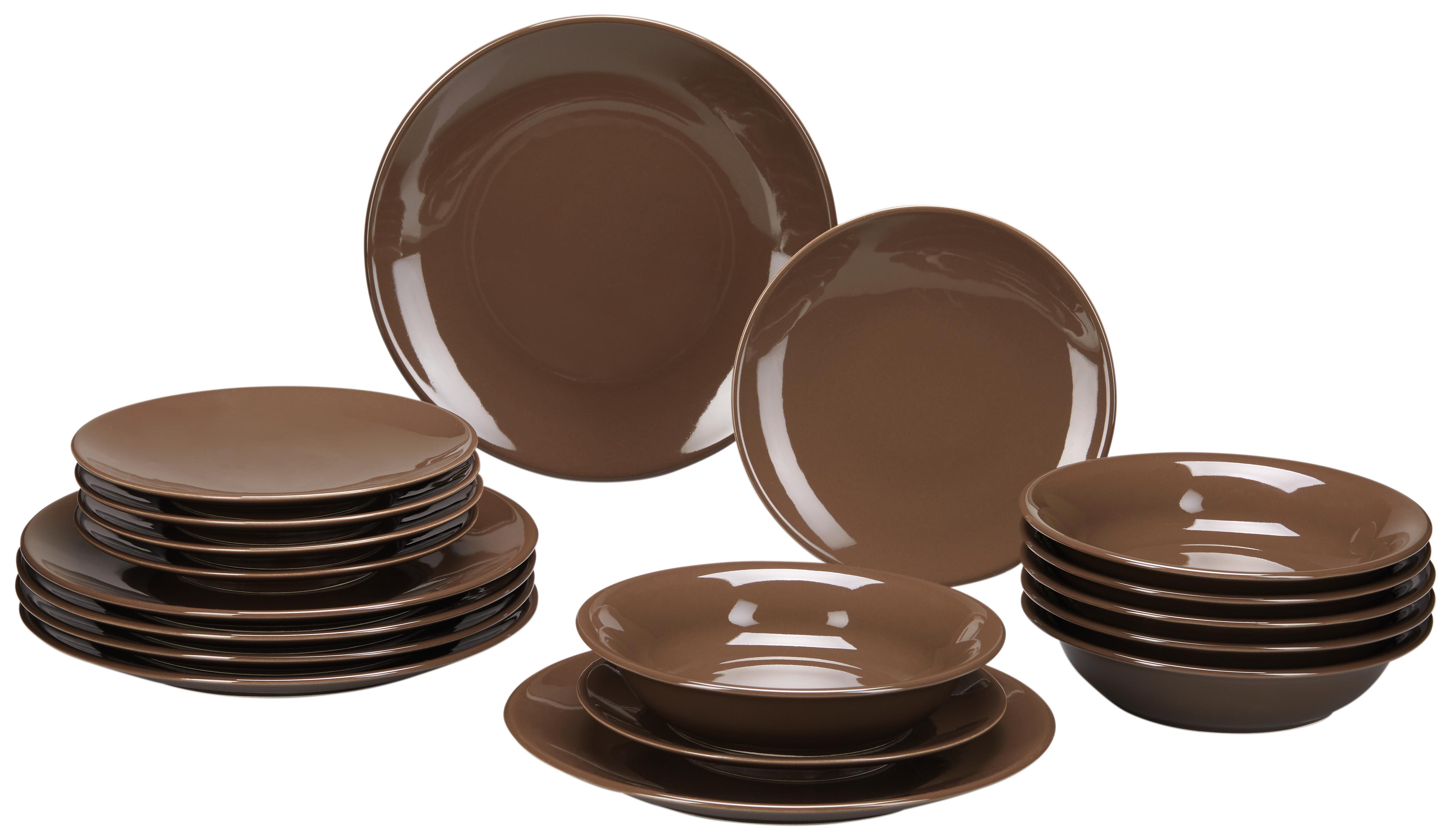 Kombiservice Inka aus Steinzeug, 18-teilig - Braun, Keramik - Mömax modern living