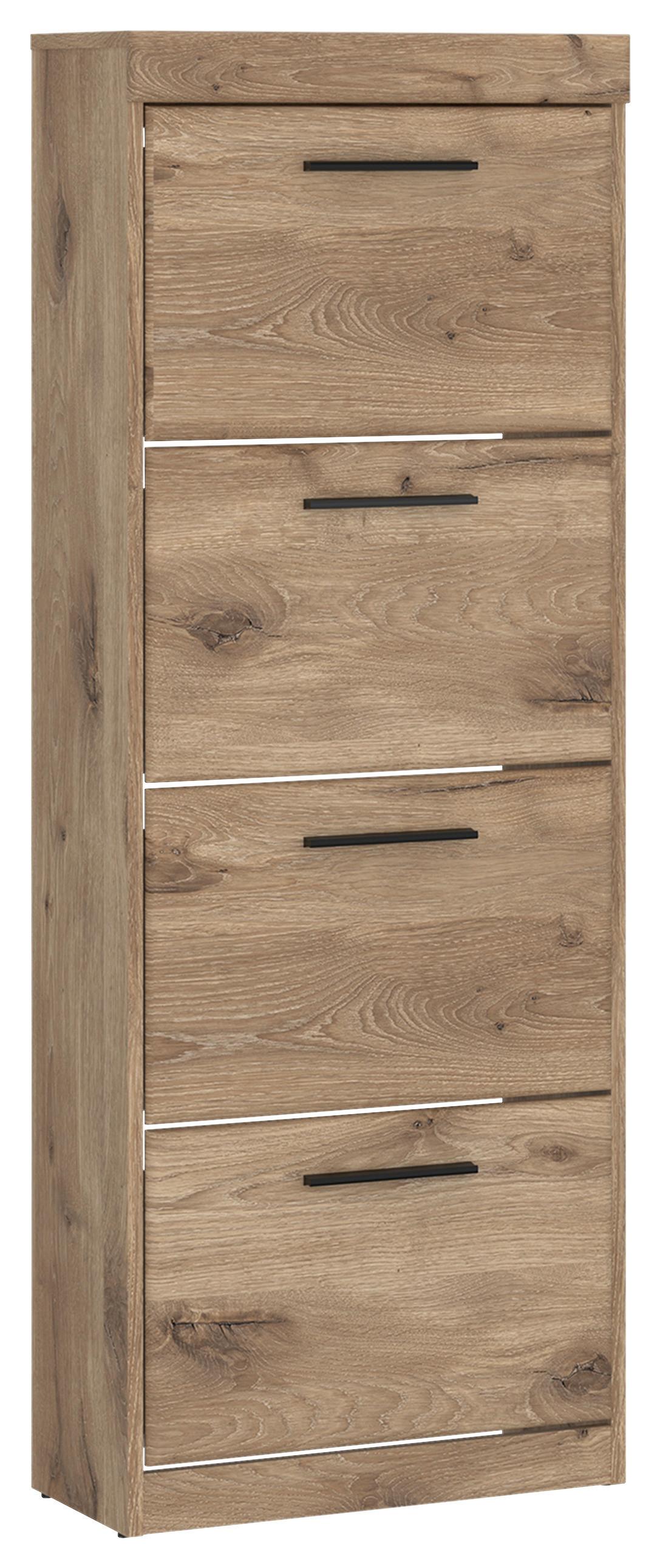 Dulap pentru pantofi GRANO - culoare lemn stejar/gri, Trend, material pe bază de lemn (53,9/149,7/30,4cm) - Modern Living