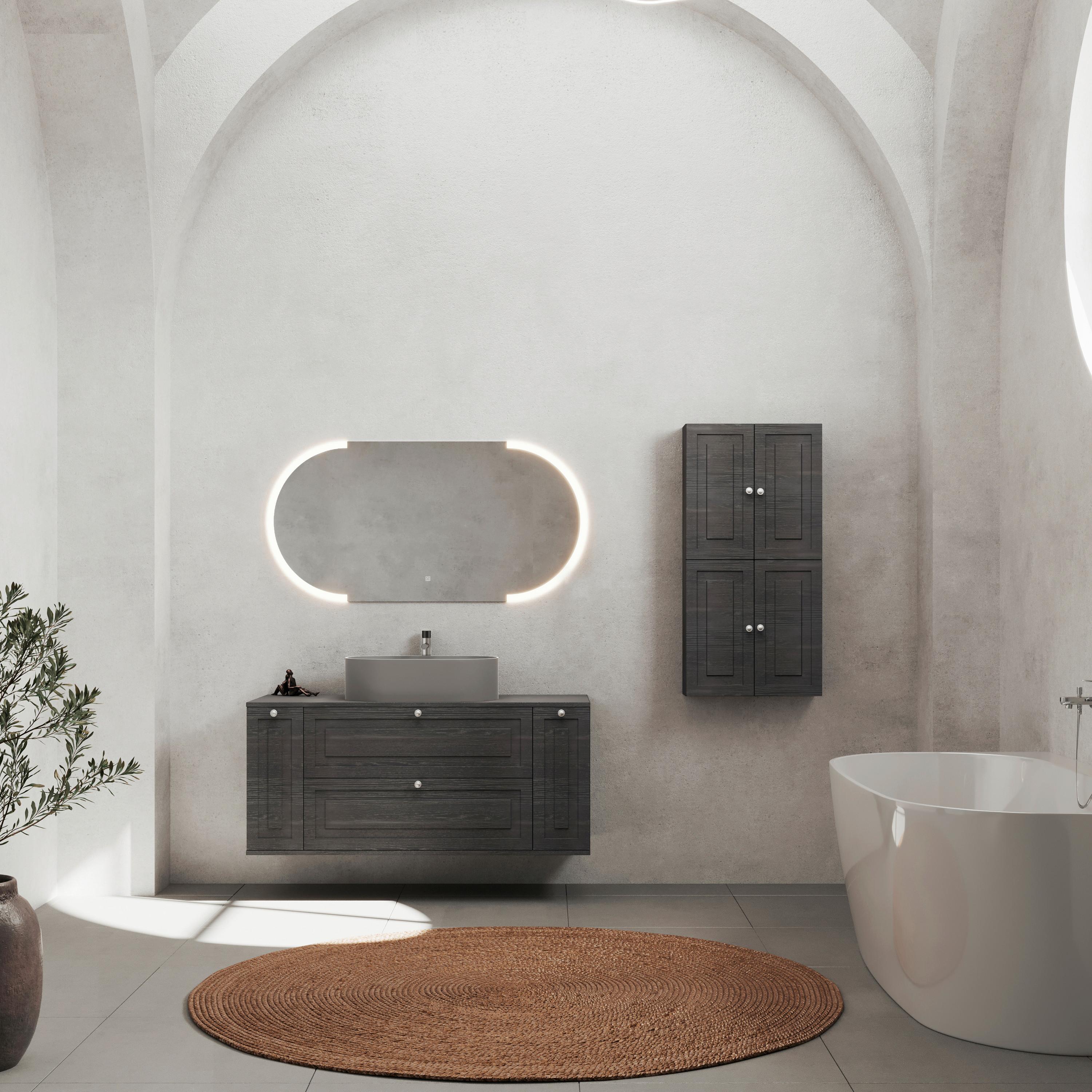 Lavoar Michelangelo - gri, Modern, ceramică (55/14/37cm)