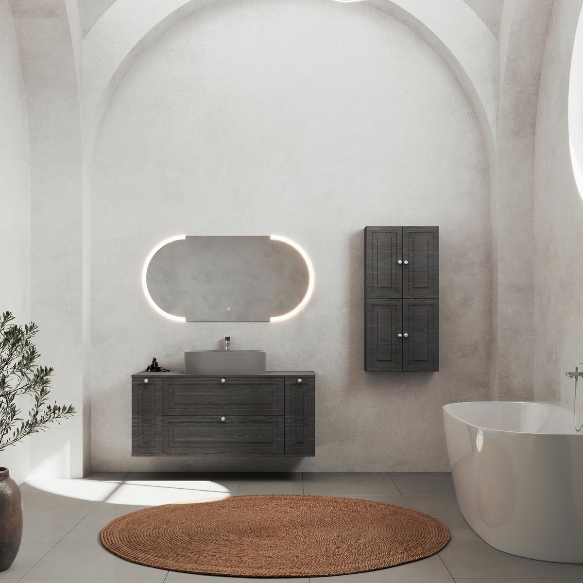 Lavoar Michelangelo - gri, Modern, ceramică (55/14/37cm)