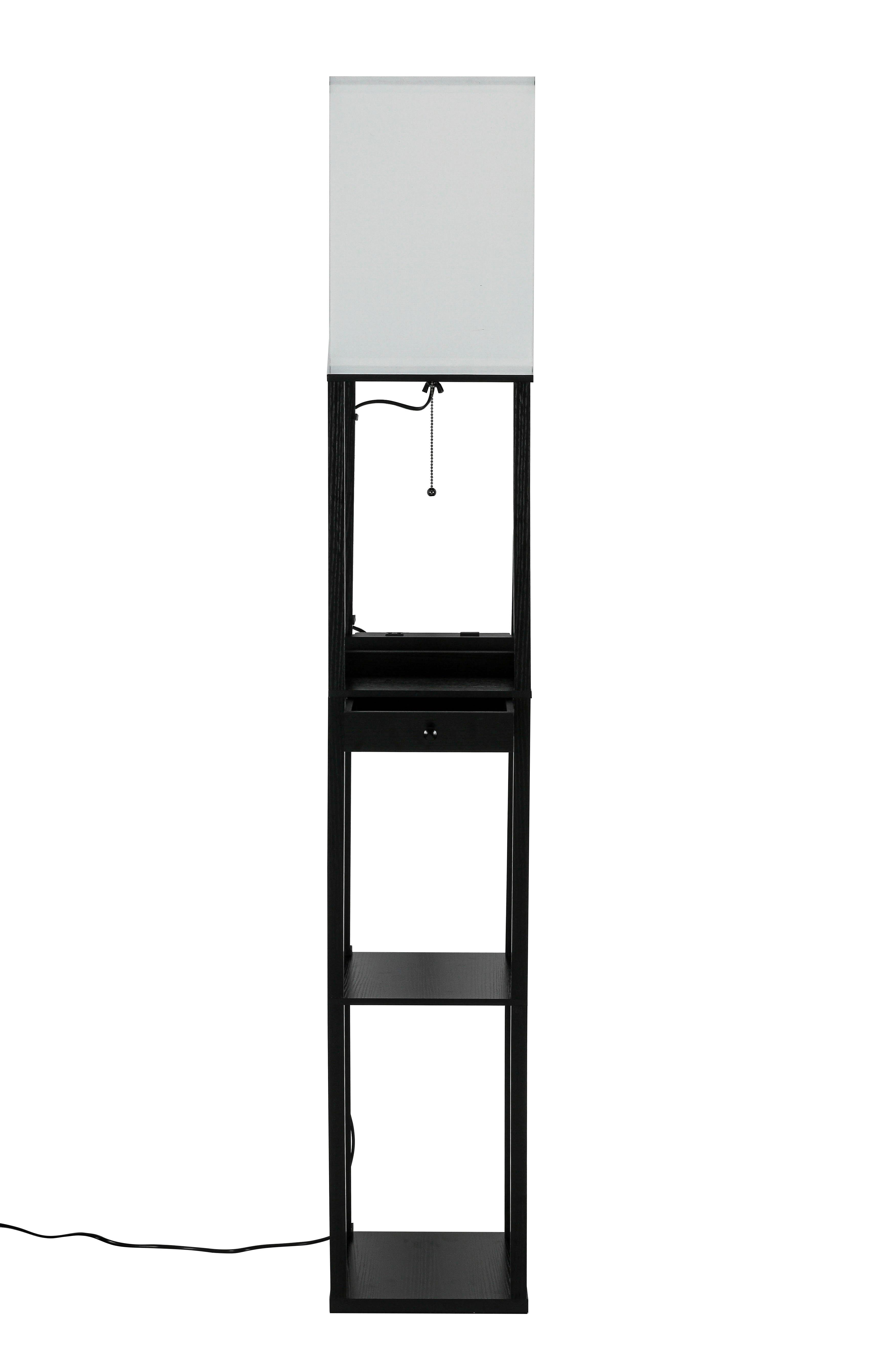 GOLVLAMPA SVEN - vit/svart, Basics, metall/trämaterial (26/160/26cm)