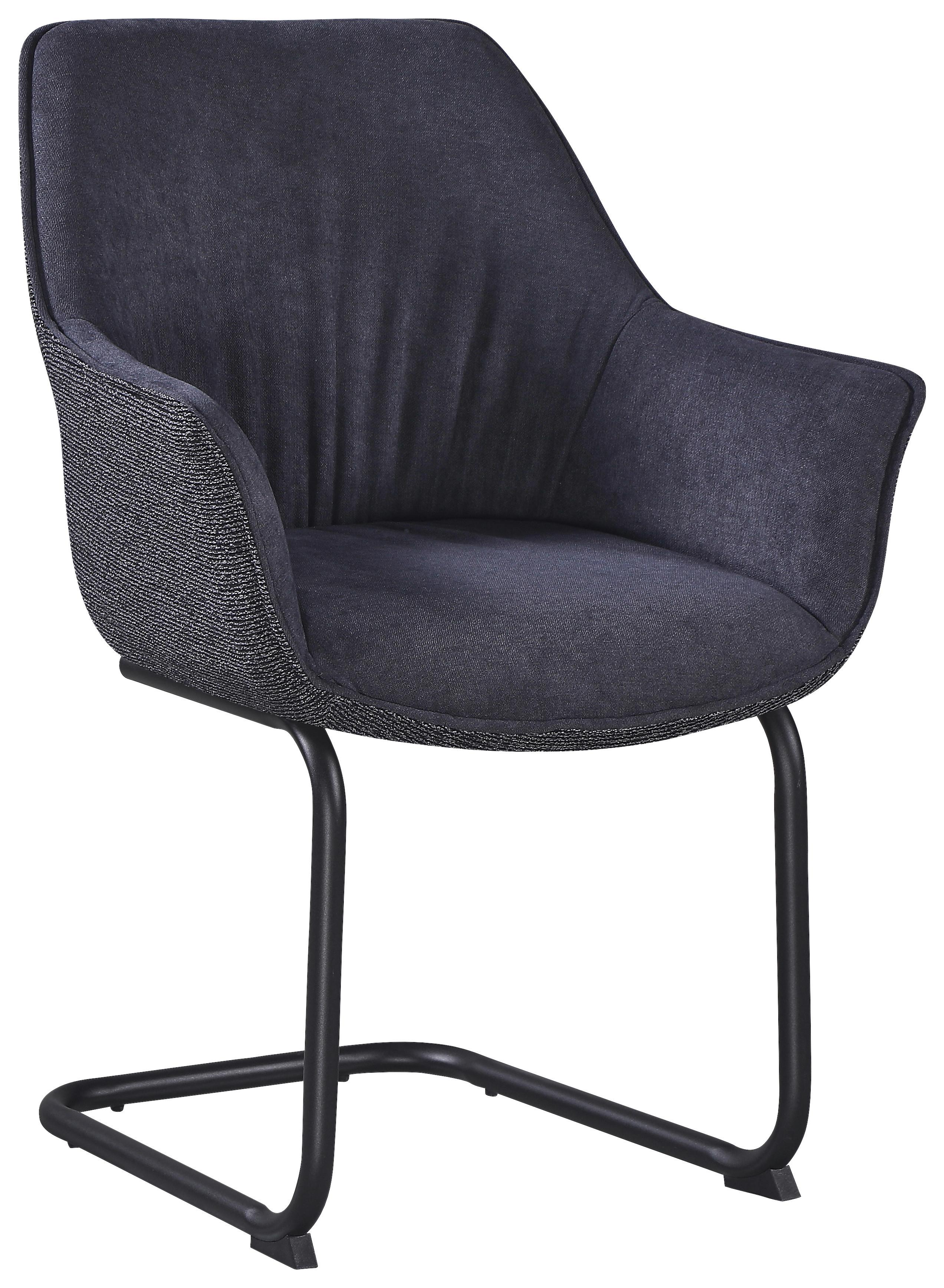 Armlehnstuhl Nova Grau - Schwarz/Grau, MODERN, Textil/Metall (64/87/60cm) - Premium Living