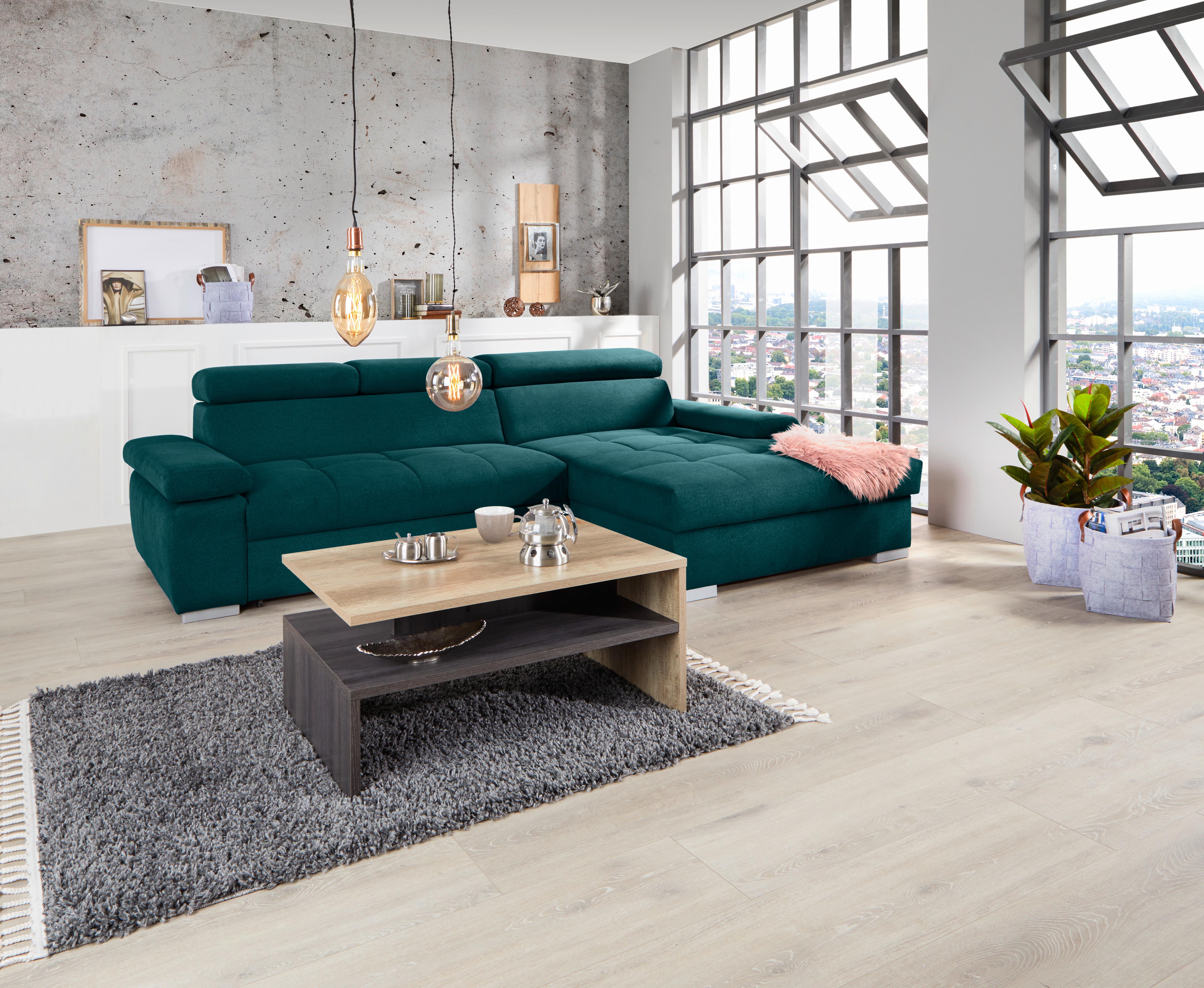 Kutna Garnitura Perry - srebrne boje/tamno zelena, Design, tekstil/drvo (292/183cm) - Modern Living