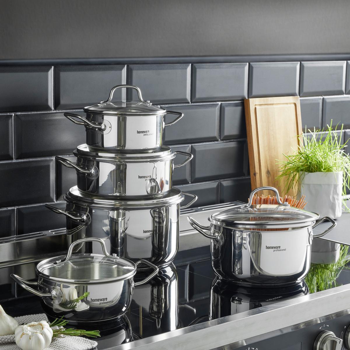 ZESTAW GARNKÓW PALMA - kolor stalowy/przejrzysty, Basics, metal/szkło - Homeware Profession.