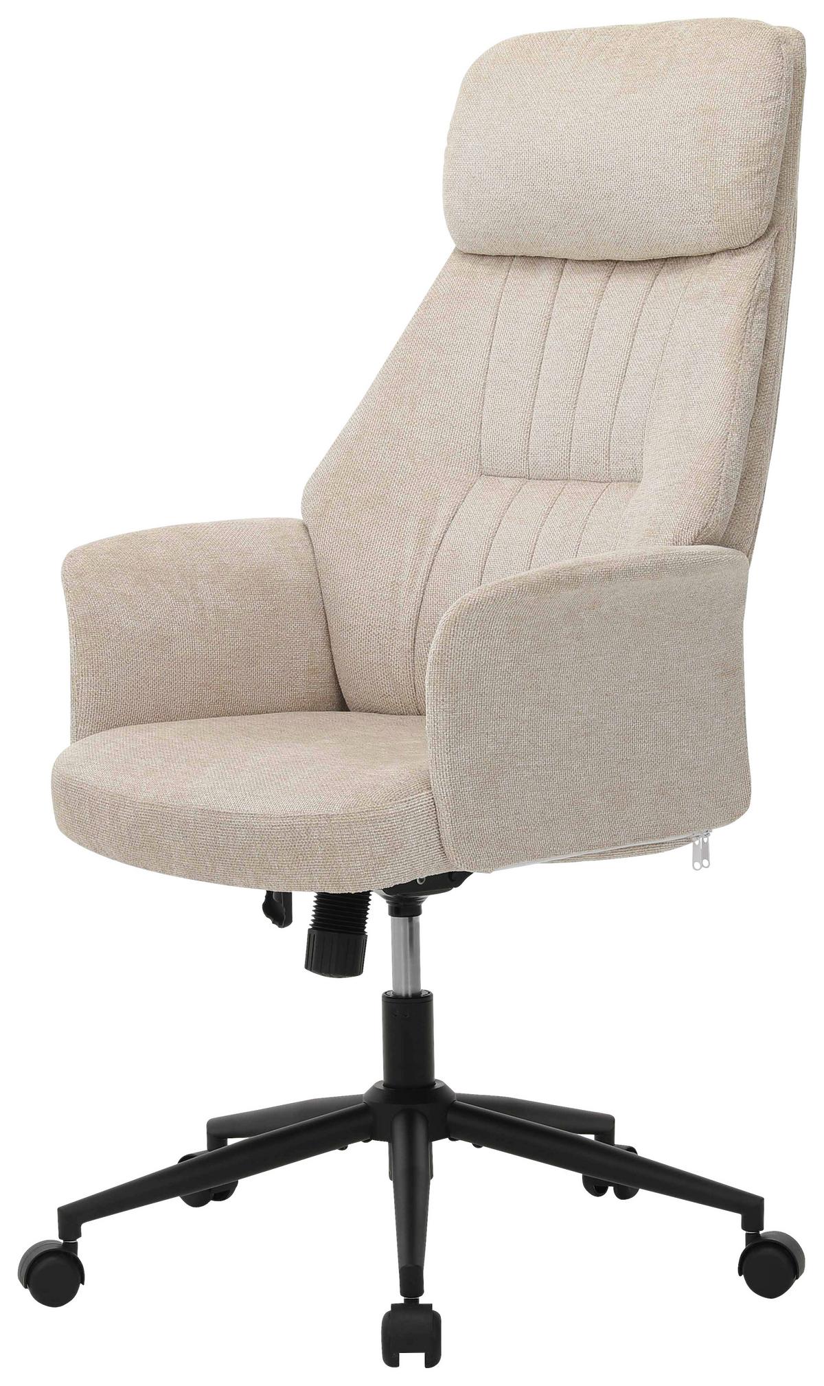 Drehstuhl Klara Grau/Schwarz - Beige/Schwarz, KONVENTIONELL, Holz/Kunststoff (66/114/122/64cm) - Mömax