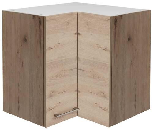Eckoberschrank Riva B: 60 cm Eiche Dekor 2 Drehtüren - Edelstahlfarben/Eiche San Remo, MODERN, Holzwerkstoff/Metall (60/54,8/32cm) - FlexWell
