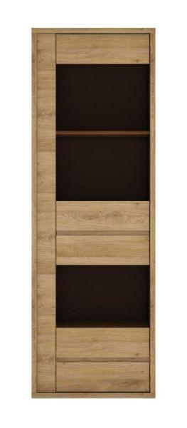 VITRINĂ SHETLAND - culoare lemn stejar/gri, Modern, sticlă/material pe bază de lemn (66/197/40cm) - Modern Living