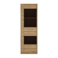 VITRINĂ SHETLAND - culoare lemn stejar/gri, Modern, sticlă/material pe bază de lemn (66/197/40cm) - Modern Living