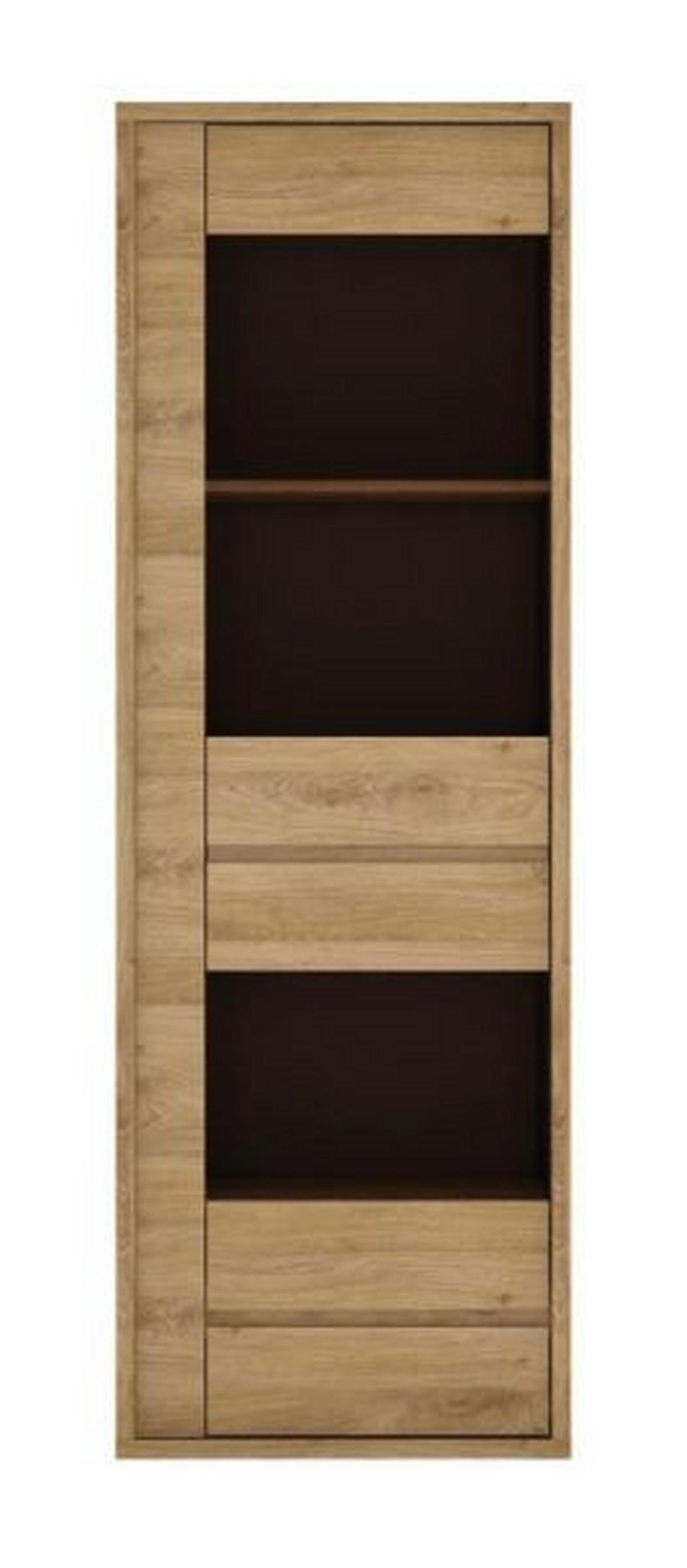 VITRINĂ SHETLAND - culoare lemn stejar/gri, Modern, sticlă/material pe bază de lemn (66/197/40cm) - Modern Living
