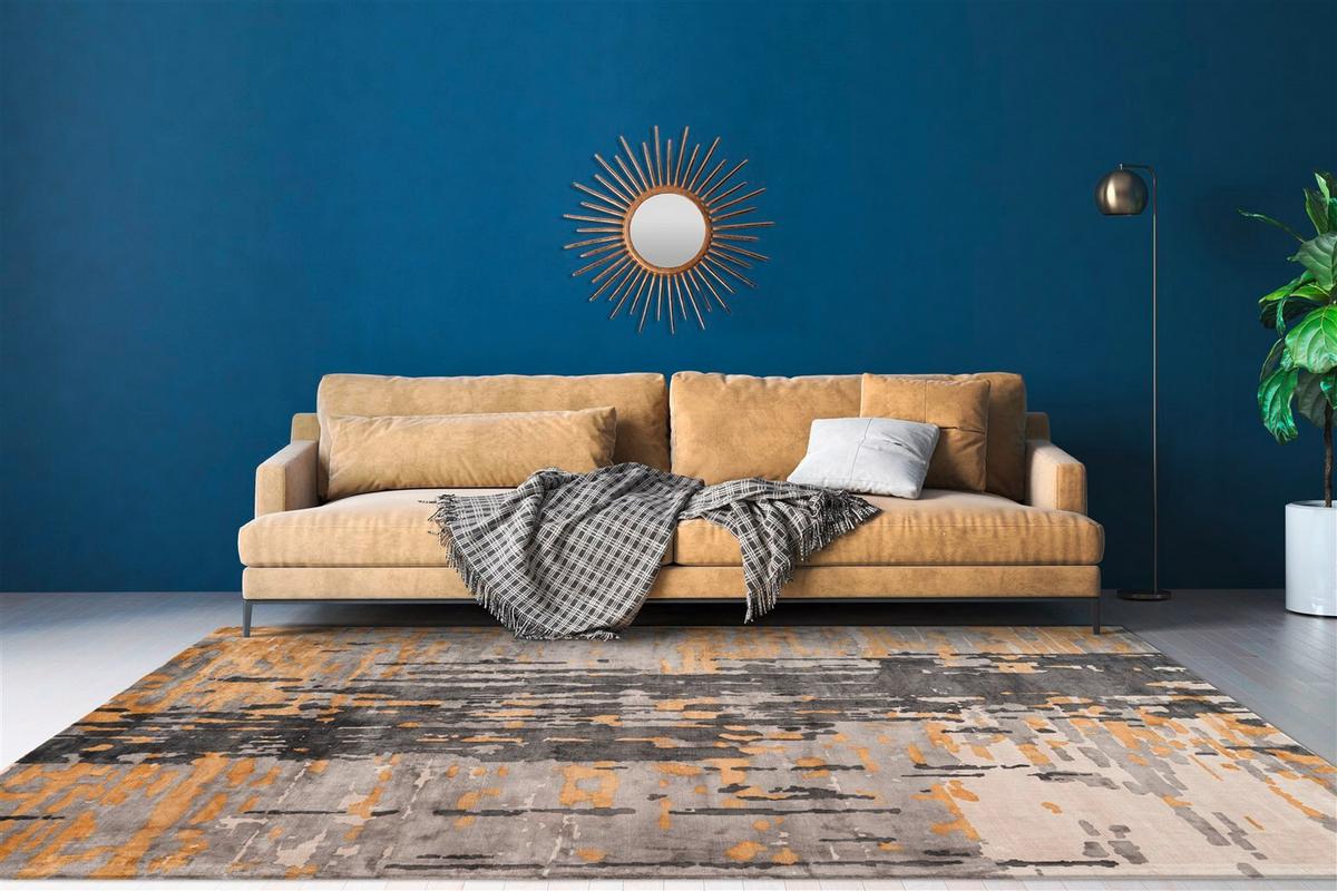 TEPPICH SINAI 225 GRAU / BLAU / GOLD - Blau/Grau, Konventionell, Textil (120/170cm) - Kayoom