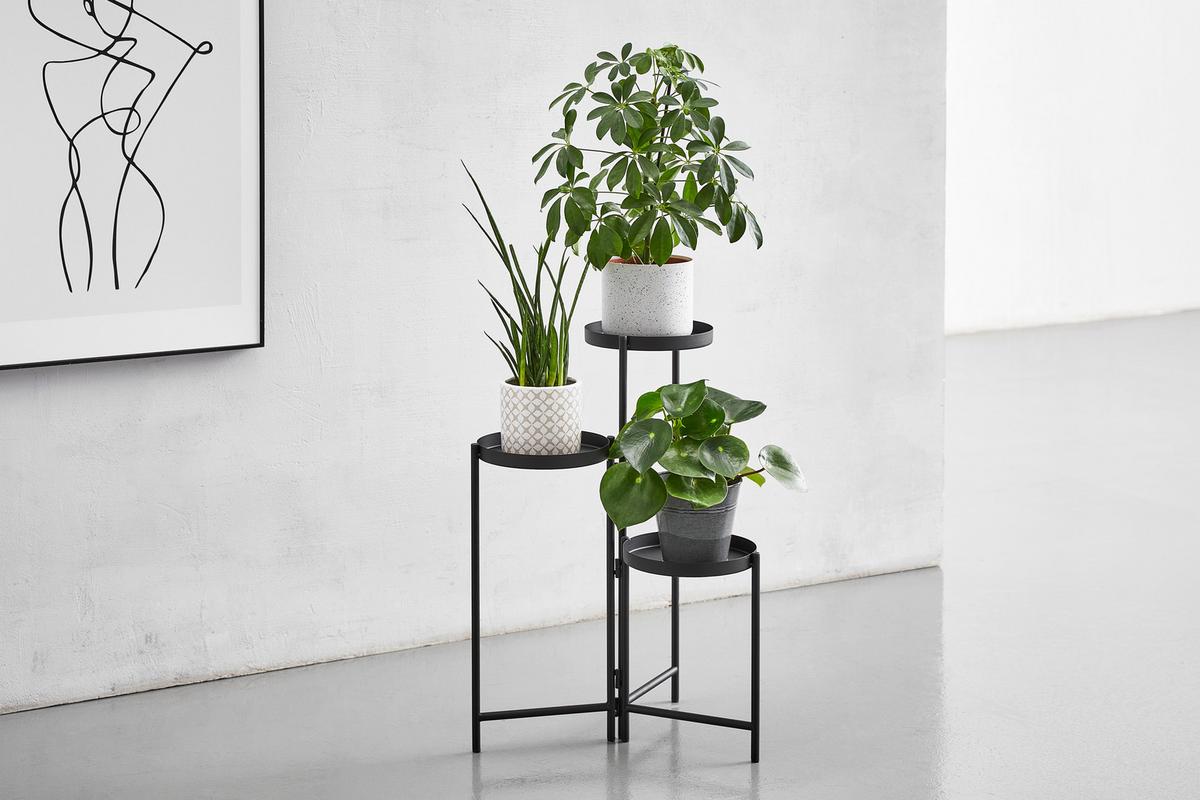 STOJAK NA KWIATY KIRA - czarny, Trend, metal (90/76cm) - Landscape