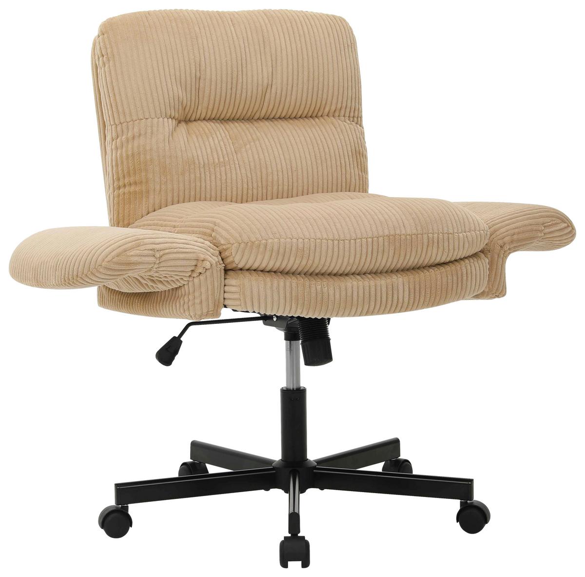 Drehstuhl Leni Beige/Schwarz Cord - Beige/Schwarz, Design, Holz/Kunststoff (72/89/99/67cm) - Mömax