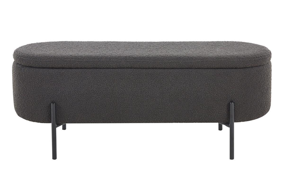 Klop Bouclé, Antracit - črna/antracit, Moderno, kovina/tekstil (110/44/40cm) - Livetastic